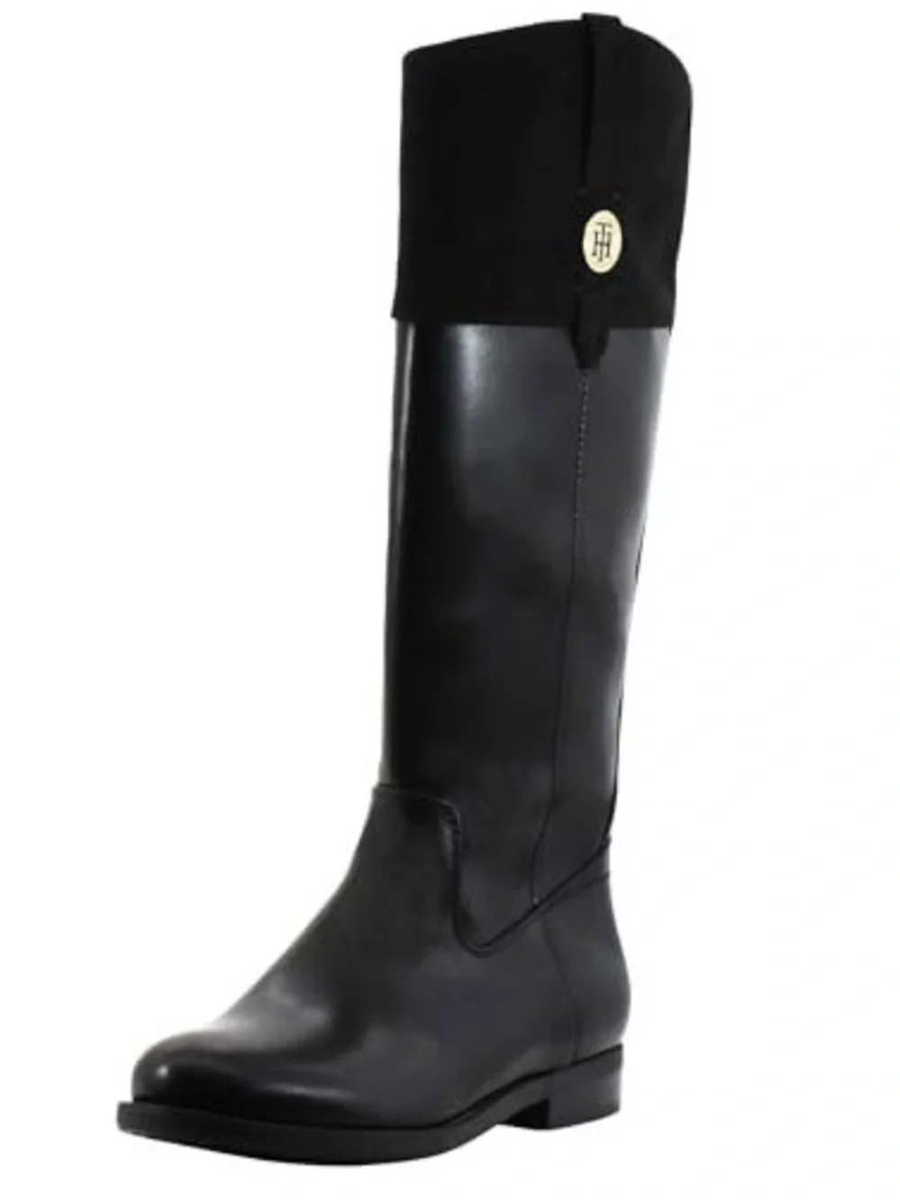 Tommy Hilfiger 9.5 Wide Calf Shano Black Leather Knee High Riding Boots